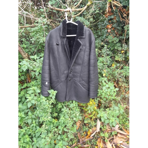 155 - Vintage Gents black sheepskin coat