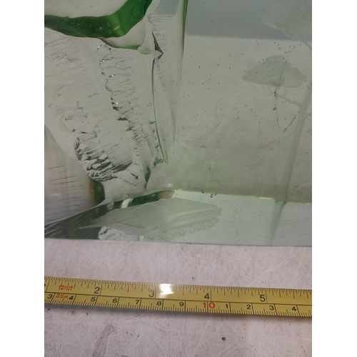 161 - Large and heavy piece of etched Art glass Tank with Trees