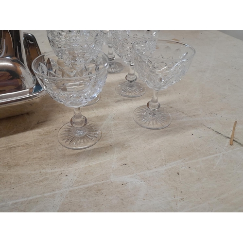 177 - Stuart Crystal glasses and plated serving dish