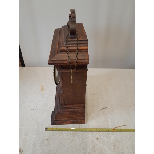 182 - Late 19th / early 20th century Anstonia American carved oak case chiming 8 day mantle clock