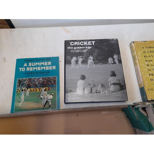 221 - Varied array of cricketing interest books including later editions of Wisden, Spy illustrated Hardba... 