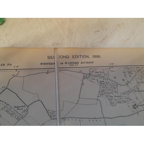 224 - Early OS cloth map of Hertfordshire area & Exmouth area Kelly's Directory