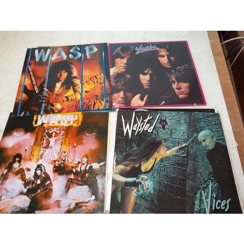 70 - 8 x vinyl record albums : Waysted Vices with poster, White Lion, Werewolves on import, Widowmaker se... 