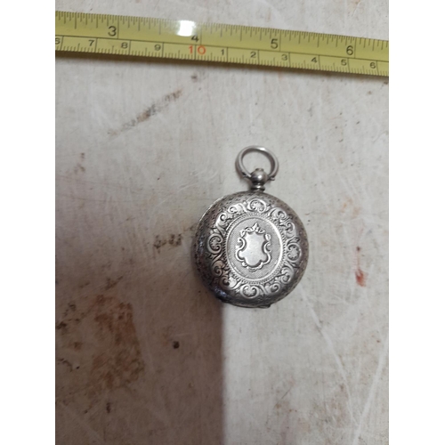 37 - Early 20th century .935 silver engraved cased fob watch