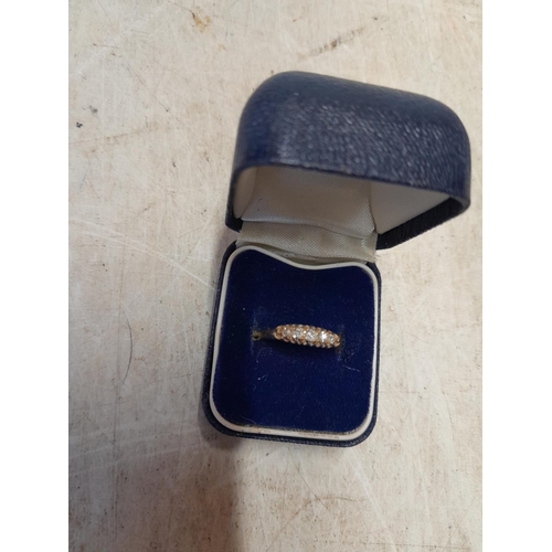 163 - 18 ct gold ring set with five diamonds in presentation box size N, 1.9 g