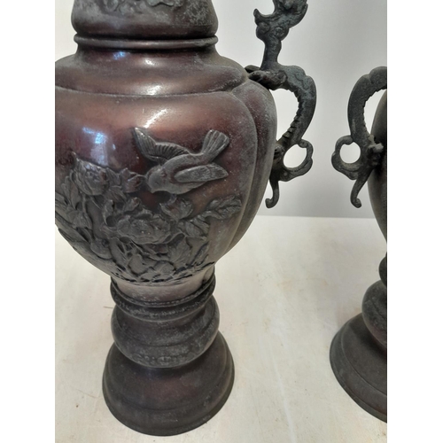 179 - Pair of Late Victorian bronze vases in the Japanese manner