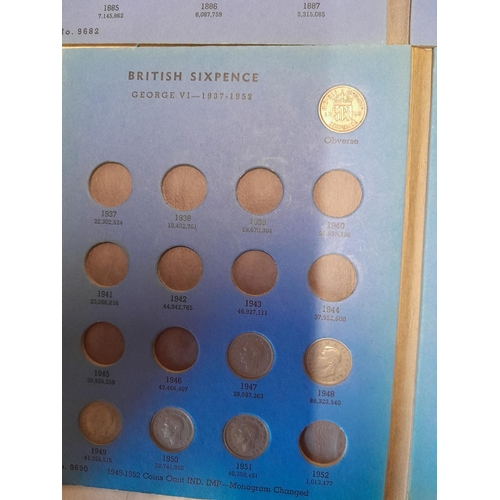 24 - Coin of UK from the 20th century in blue Whitman folders : Pennies, Sixpences, Half Crowns