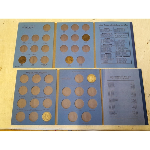 24 - Coin of UK from the 20th century in blue Whitman folders : Pennies, Sixpences, Half Crowns