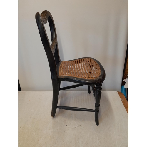 54 - Victorian mother of pearl inlaid childs cane seat chair