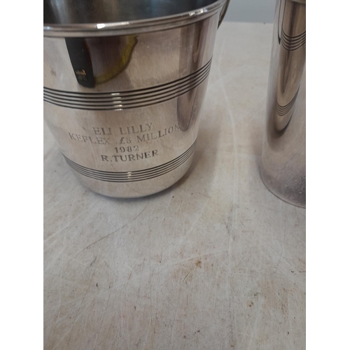 112 - Vintage silver plated cocktail shaker and ice bucket