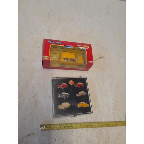 140 - ! x die cast collectable car boxed with boxed enamel fiat pin badges