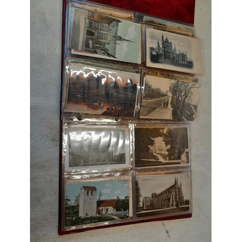 158 - Post Office Postcard album full of early - mid 20th century black and white and coloured postcards U... 