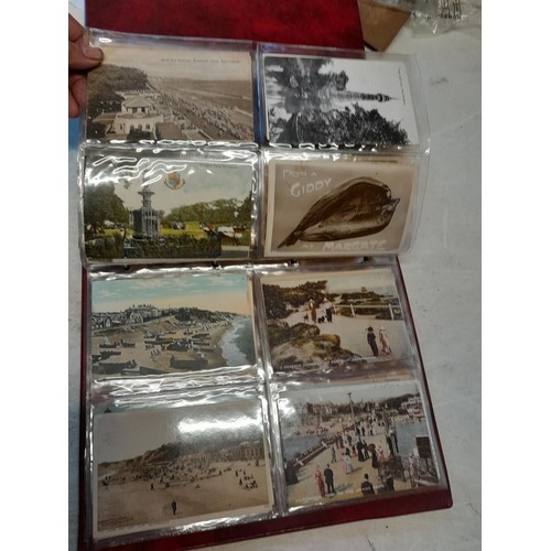 158 - Post Office Postcard album full of early - mid 20th century black and white and coloured postcards U... 