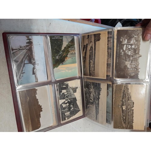 159 - Post Office Postcard album full of early - mid 20th century black and white and coloured postcards U... 