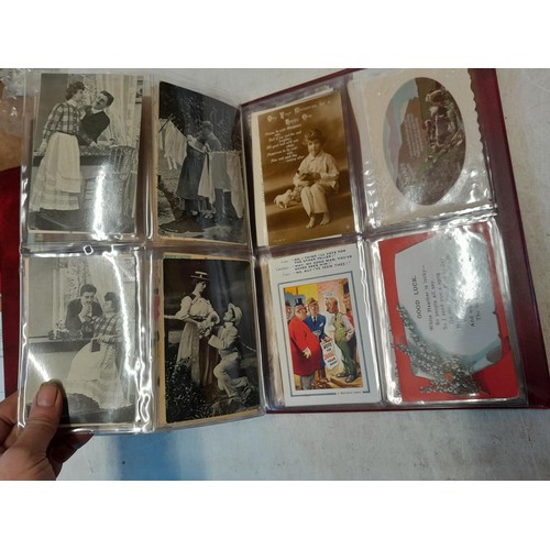 160 - Post Office Postcard album full of early - mid 20th century black and white and coloured postcards S... 