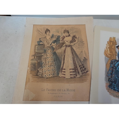 283 - 1 x 19th century fashion prints with later re prints & facsimile fashion adverts