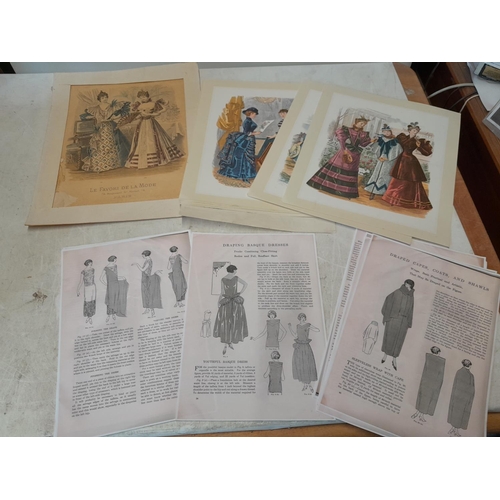 283 - 1 x 19th century fashion prints with later re prints & facsimile fashion adverts