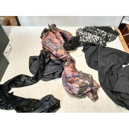 286 - Assorted black and other scarves