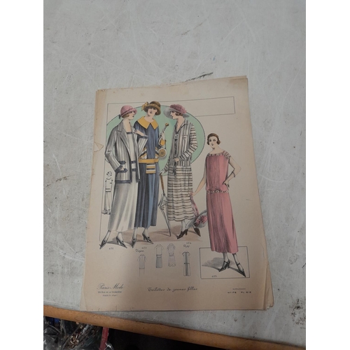 307 - 9 x pages of vintage fashion designs from contemporary magazine