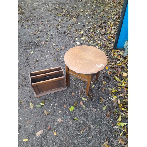 402 - Oak sewing table and magazine rack