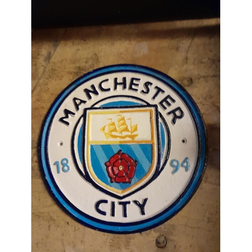 466 - Cast iron advertising sign : Manchester City FC