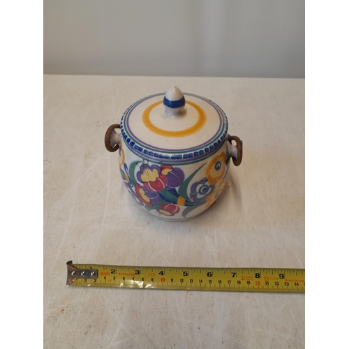 243 - Carter, Stabler & Adams floral decorated biscuit barrel in good order