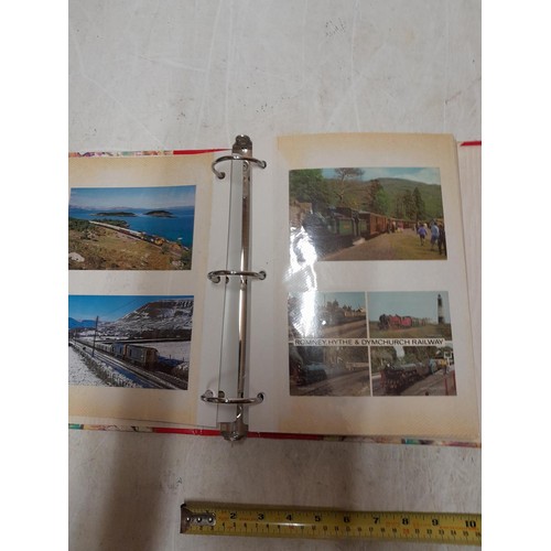 572 - Album full of train related postcards and photos