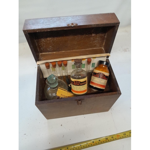 62 - Vintage soil PH testing kit in wooden travel case