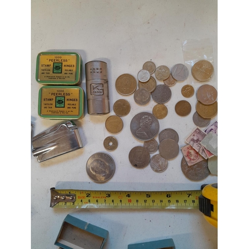 11 - GB & Foreign base metal coinage, base metal Crowns, stamps as kiloware, advertising tins, one with c... 