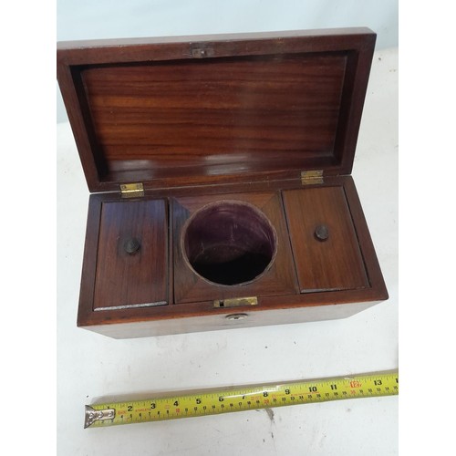 12 - 19th century partially fitted rosewood tea caddy in good order