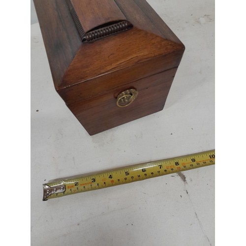 12 - 19th century partially fitted rosewood tea caddy in good order