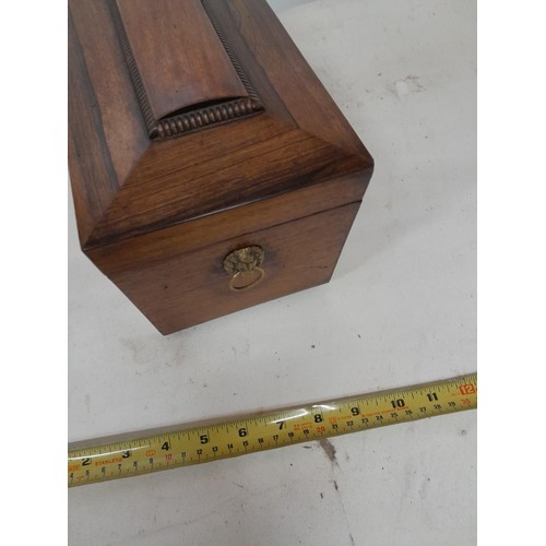 12 - 19th century partially fitted rosewood tea caddy in good order