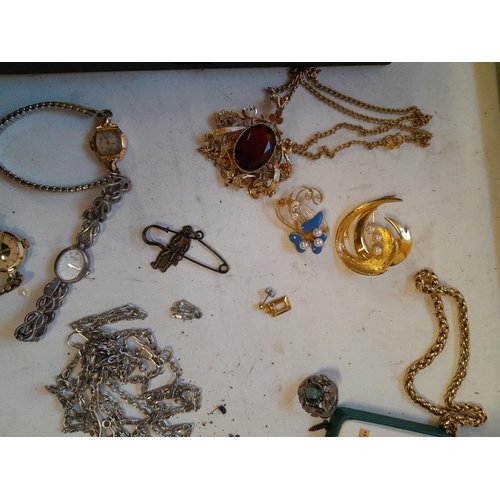 42 - Assorted costume jewellery and watches