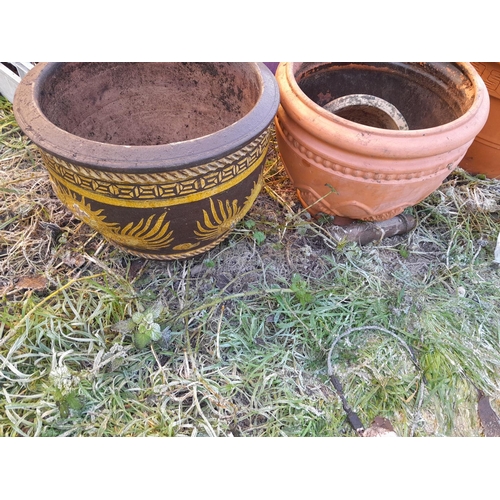 89 - Various garden terracotta and other pots, glazed elephant stool