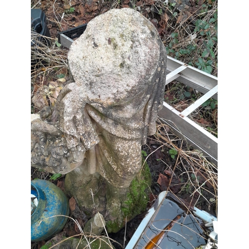 442 - Early 20th century composite stone statue of a lady in two pieces, very heavy