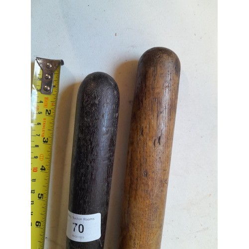 70 - 2 x vintage wooden truncheons