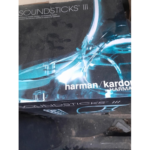 474 - Harman Kardon Soundsticks III satellite speakers boxed