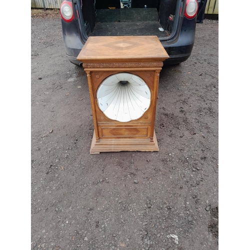 3 - Early 20th century floor standing model hand wind Pathe No 7 gramophone in wooden case, with painted... 