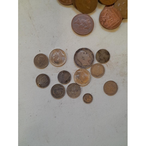 25 - Coins, current base metal coinage, 1862 Young Head Silver Penny, Maundy Money, 5 x silver Three Penc... 