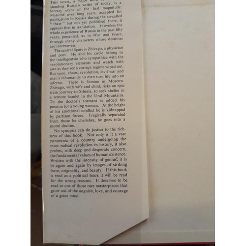 414 - Single volume : Doctor Zhivago by Boris Pasternak in d/j (clipped) with plastic wrapper, hardback 19... 