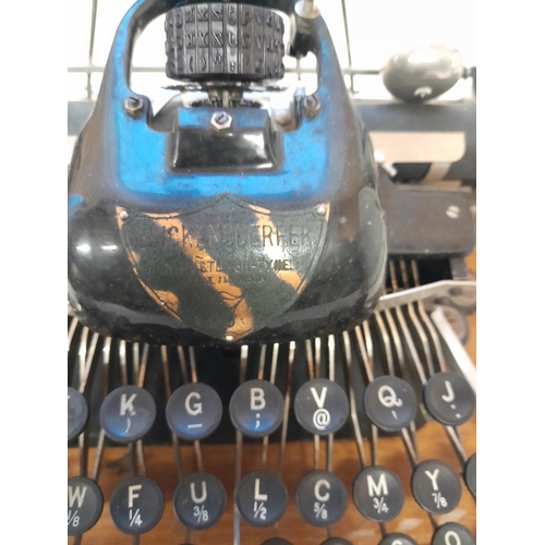 98 - Early 20th century Blickensderfer typewriter in plywood case in good order No 7 type