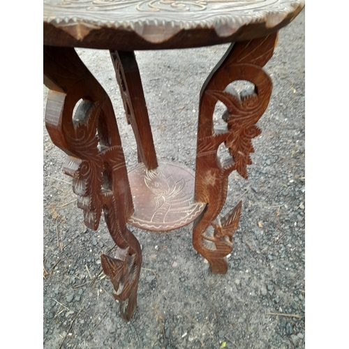 106 - Early 20 th century carved oak table with lion decoration