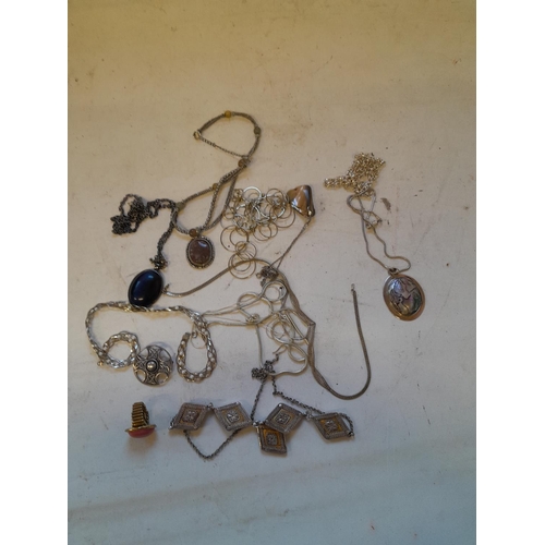 151 - Assorted costume jewellery, silver included including silver brooch