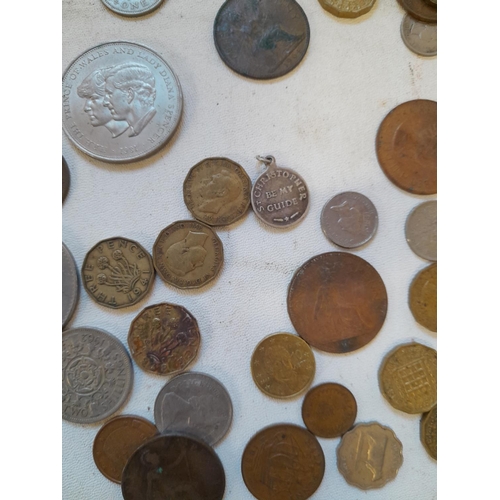 154 - Coins : Base metal Crowns, £2 cion & base foreign coinage some current & silver St Christopher