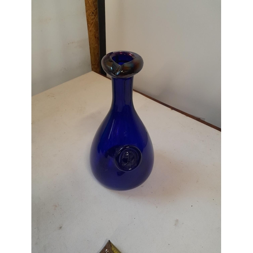 257 - Holmegaard cobalt blue viking mask carafe