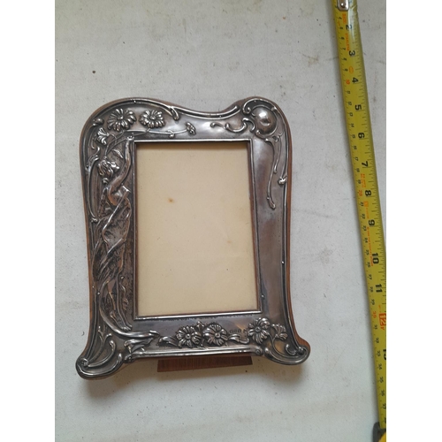 21 - Chester silver Art Nouveau photograph frame with glass, clearly hallmarked,  slight push in on body,... 