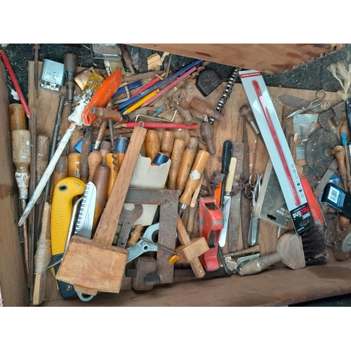 62 - Assorted wood working and other hand tools, cork screw, chisels, knife etc.