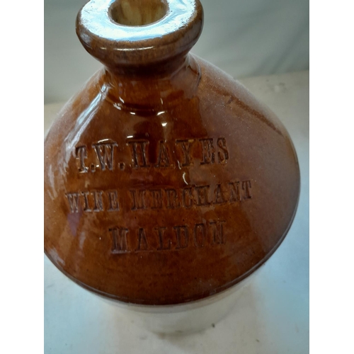 133 - Vintage stoneware flagon T W Hayes Maldon