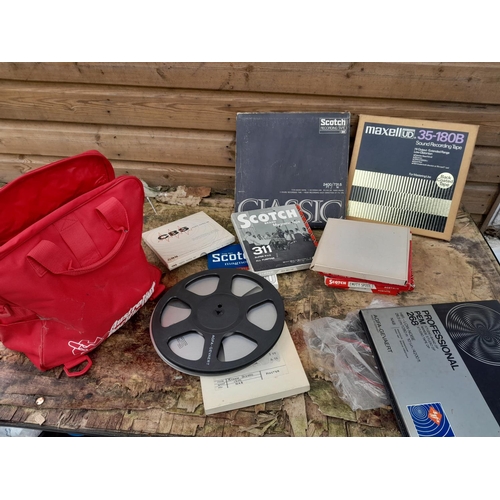 136 - Vintage unknown themed sound reels & flight bag