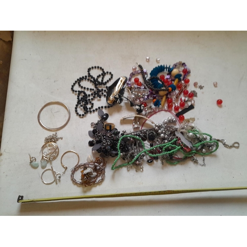 163 - Costume jewellery , very small amount of silver included